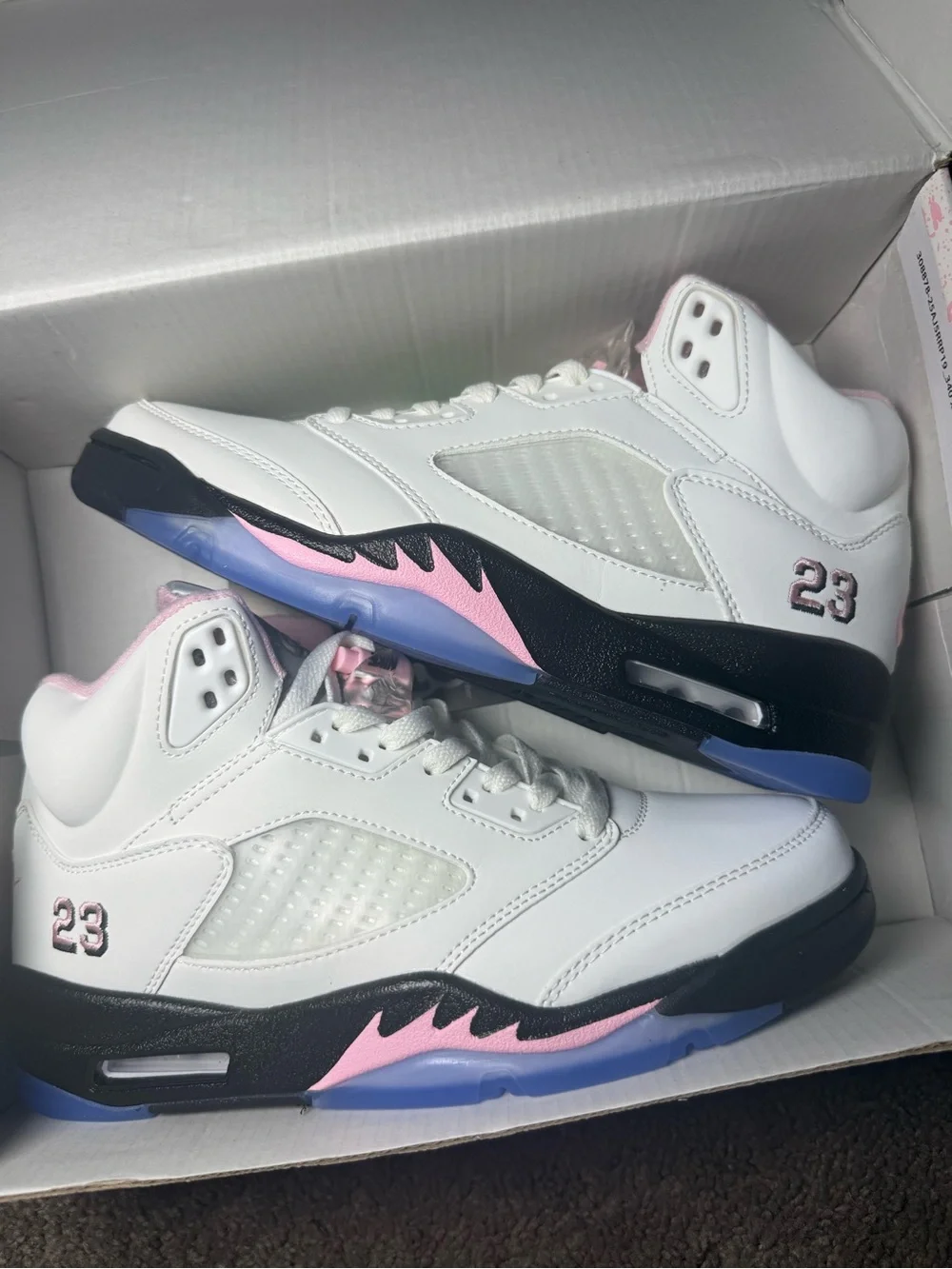 Jordan White Sneakers with Pink & Black Accents